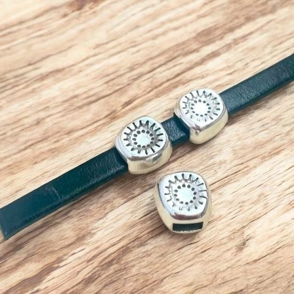 Passant soleil argent cuir plat 5mm
