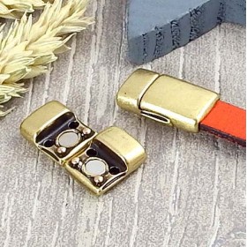 Fermoir magnetique bronze securise pour cuir plat 10mm