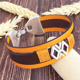 Kit tutoriel bracelet cuir marron et mandarine argent style grec passants argent