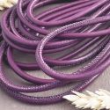 Cuir rond nappa prune couture haute qualité 4mm par 20cm