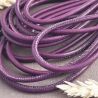 Cuir rond nappa prune couture haute qualité 4mm par 20cm