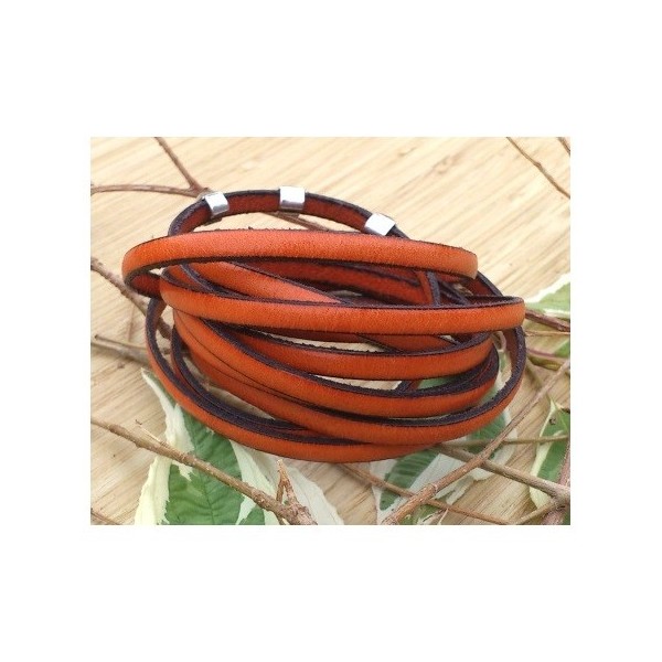 cuir plat 5mm orange en gros