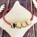 Kit bracelet cuir rond rouge metal perles love plaqué or tutoriel offert