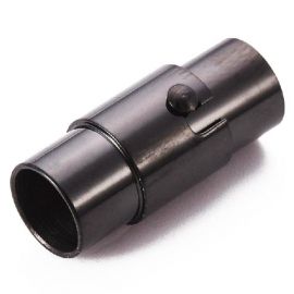 Fermoir magnetique colonne noir acier inoxydable pour cuir rond 6mm
