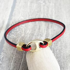 Kit tutoriel bracelet cuir fin couleur boucle or 