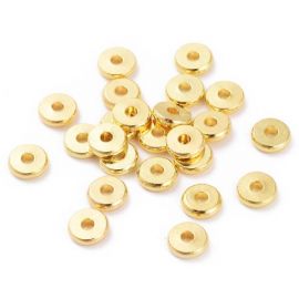 20 perles rondelles laiton dore Heishi 6X1.5mm