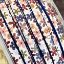 Cuir plat 5mm imprime blanc fleurs haute qualite