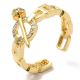 Bague anneau ajustable laiton plaque or 18K avec zircons