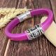 Cuir ovale regaliz fuchsia metal par 20cm