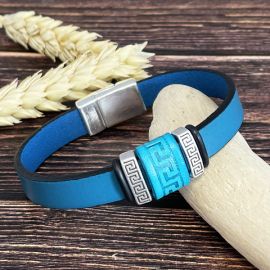 Kit tutoriel bracelet cuir Maxime, turquoise grec et argent