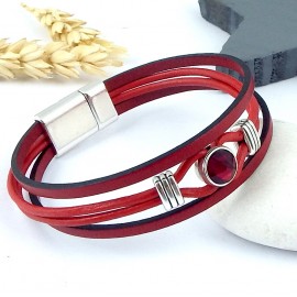 Kit tutoriel bracelet cuir rouge cristal swarovski 