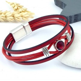 Kit diy bracelet cuir avec cristal swarovski-et-argent