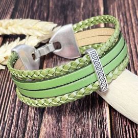 Kit tutoriel bracelet cuir tresse vert metal et argent