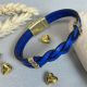 Kit tutoriel bracelet cuir tresse bleu vif avec perles et fermoir magnetique bronze