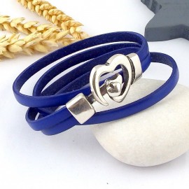 Kit tutoriel bracelet cuir bleu fermoir coeur