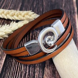 Kit tutoriel bracelet cuir marron double spirale argent