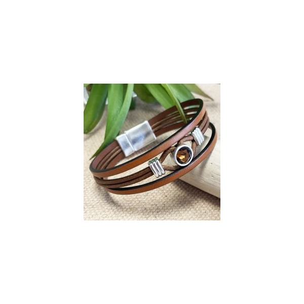 Kit tutoriel bracelet cuir marron cristal swarovski marron