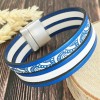 Kit Bracelet manchette cuir bleu et blanc vagues avec tutoriel