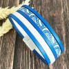 Kit Bracelet manchette cuir bleu et blanc vagues avec tutoriel