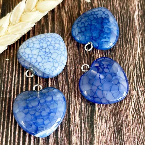 Pendentif coeur agate du bresil bleue 20mm