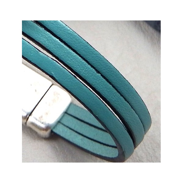 Cuir plat 3mm vert ocean en gros