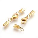 Fermoir embout mousqueton or acier inoxydable a serrer pour cuir 3mm