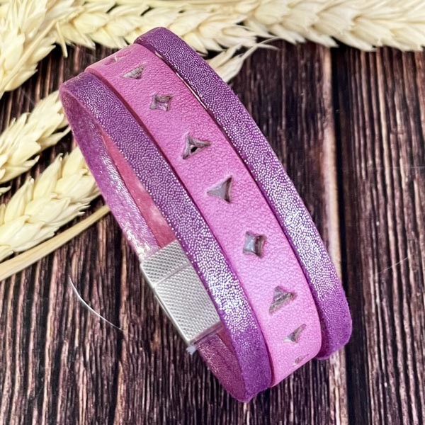 Kit tutoriel bracelet cuir rose et lame violet