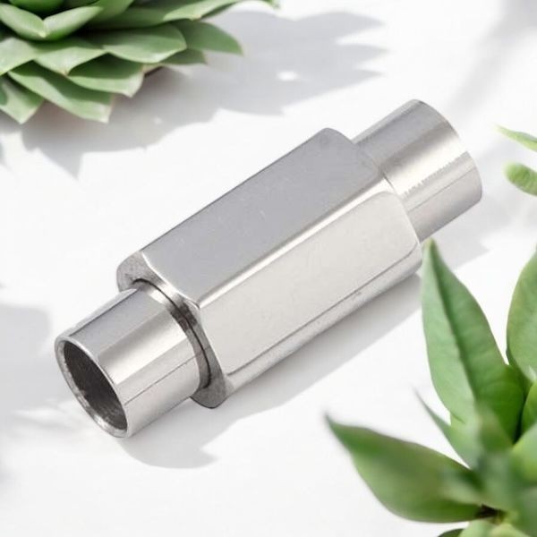 Fermoir magnetique acier inoxydable ecrou pour cuir rond 5mm