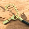 Fermoir embout mousqueton avec rallonge acier inoxydable dore pour cuir 3mm