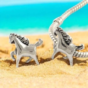 Perle cheval acier inoxydable pour cuir rond 5mm