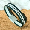 Kit bracelet cuir unisexe pied de poule noir et blanc