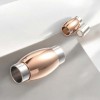 Fermoir magnetique forme ovale bicolore lisse acier inoxydable couleur acier et or rose pour cuir 6mm