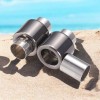 Fermoir magnetique acier inoxydable gun et acier brillant bicolore pour cuir rond 6mm