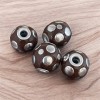 4 perles Kashmiri indonesiennes marron et metal argente