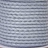 Cordon cuir rond tresse gris clair 3MM par 20cm