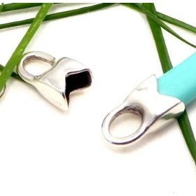 2 embouts fermoir design plaque argent pour cuir regaliz