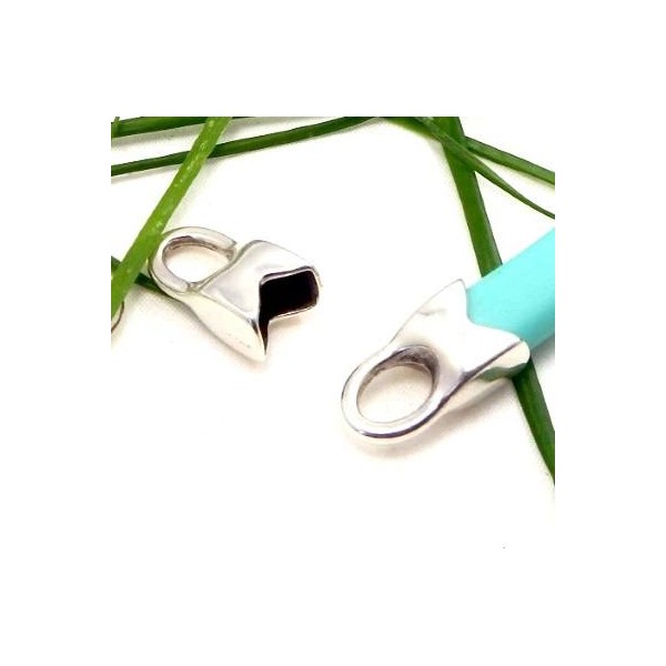 2 embouts fermoir design plaque argent pour cuir regaliz