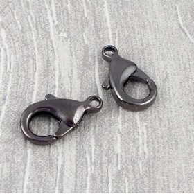 2 fermoirs mousqueton gun métal 15x8mm