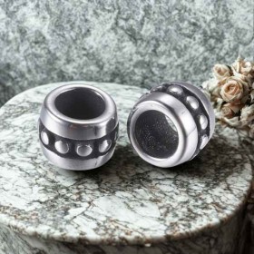 2 perles rondelles poincons 8mm acier inoxydable pour cuir rond 4mm