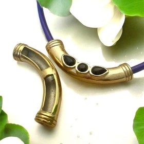 Passant tube arrondi acier inoxydable dore pour cuir rond 3mm