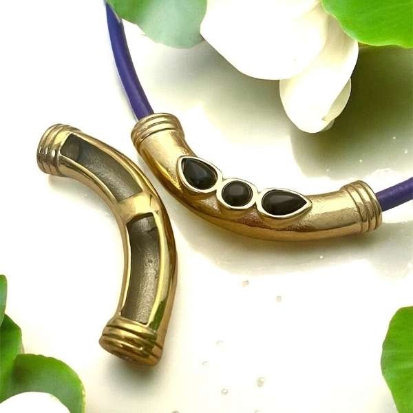 Passant tube arrondi acier inoxydable dore pour cuir rond 3mm