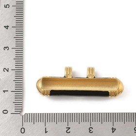 Passant tube acier inoxydable emaille plaque or noir courbe 40mm pour cuir 3mm