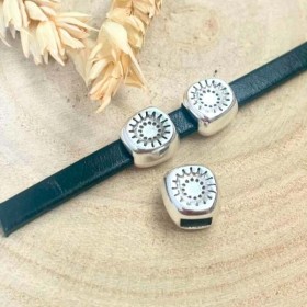 Passant soleil argent cuir plat 5mm