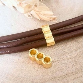 1 passe cuir separateur 3 trous zamak or pour cuir 3mm