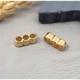 1 passe cuir separateur 3 trous zamak or pour cuir 3mm