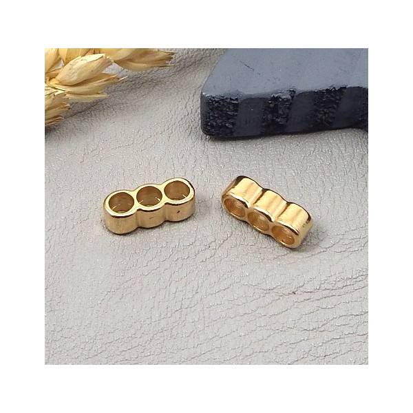1 passe cuir separateur 3 trous zamak or pour cuir 3mm