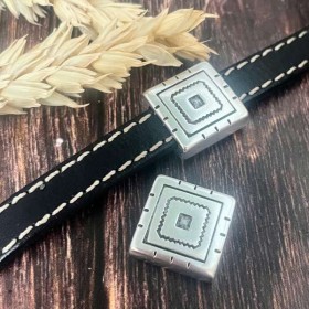 Passant carre argent grec argent pour cuir plat 10mm