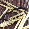Kit tutoriel bracelet cuir couture italien noir unisexe ethnique zamak bronze
