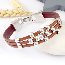 kit tutoriel bracelet cuir camel et argent fete des meres