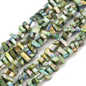 Perles irregulieres en coquillage vert nacre10mm